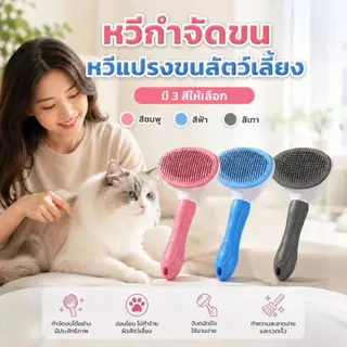 Boqi Factory หวีกำจัดขน แปรงขนสัตว์เลี้ยง มีปุ่มดันขนออก SY