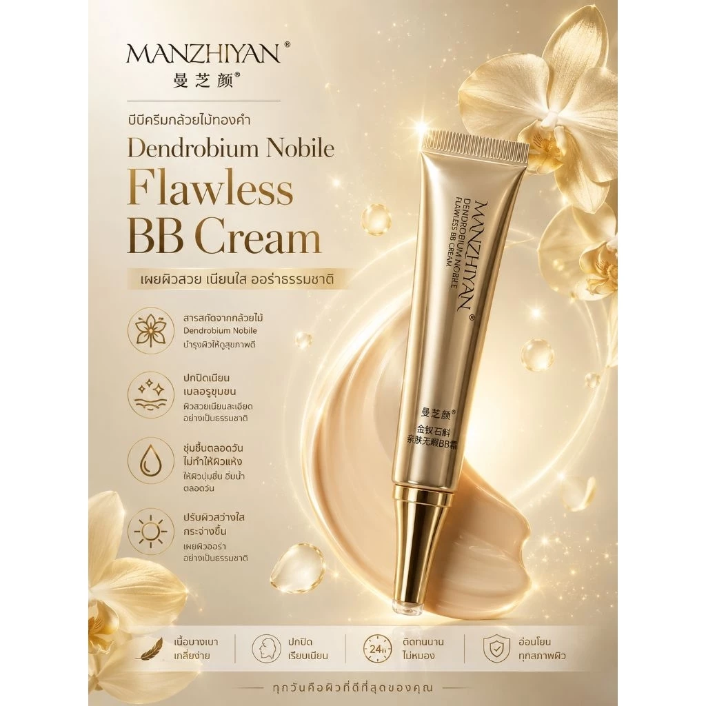 ลดราคาพิเศษ MANZHIYAN บีบีครีมกล้วยไม้ทองคำ 15g.