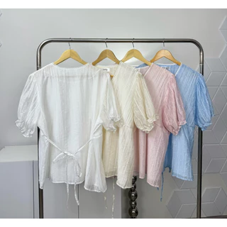 B26 เสื้อคอวี แขนตุ๊กตา สำหรับสาวอวบ อก38-48 lanastore *มีซับใน