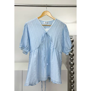 B26 เสื้อคอวี แขนตุ๊กตา สำหรับสาวอวบ อก38-48 lanastore *มีซับใน