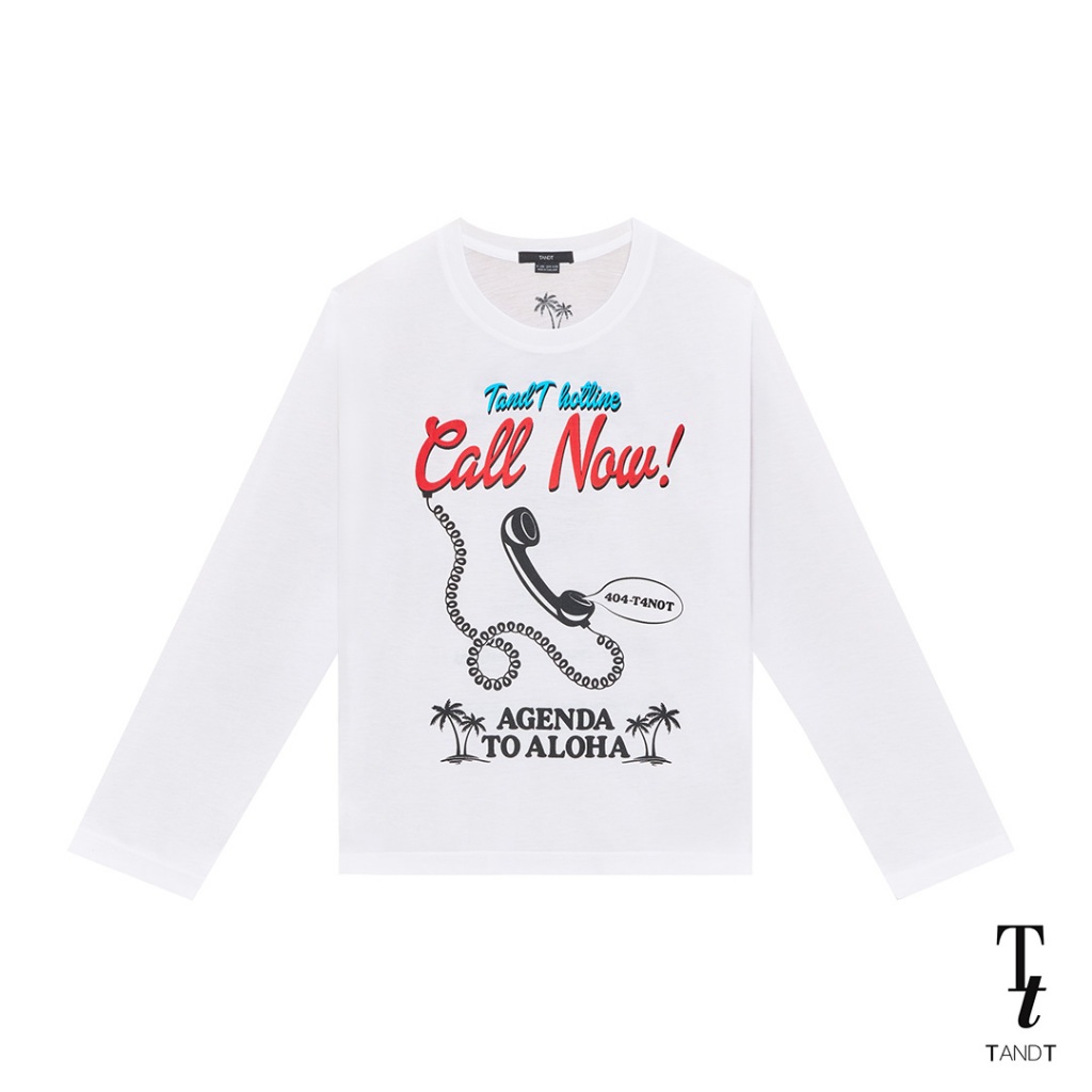 TandT - TANDT HOTLINE T-SHIRT - TANDT HOTLINE PRINTED LONG SLEEVES T-SHIRT เสื้อยืดคอกลมแขนยาว สกรีนลายด้านหน้าและด้านหล