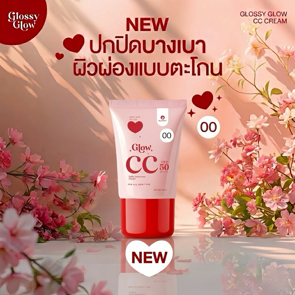 Newกันแดด Glossy Glow CC Cream เบอร์01แบบหลอดและ00