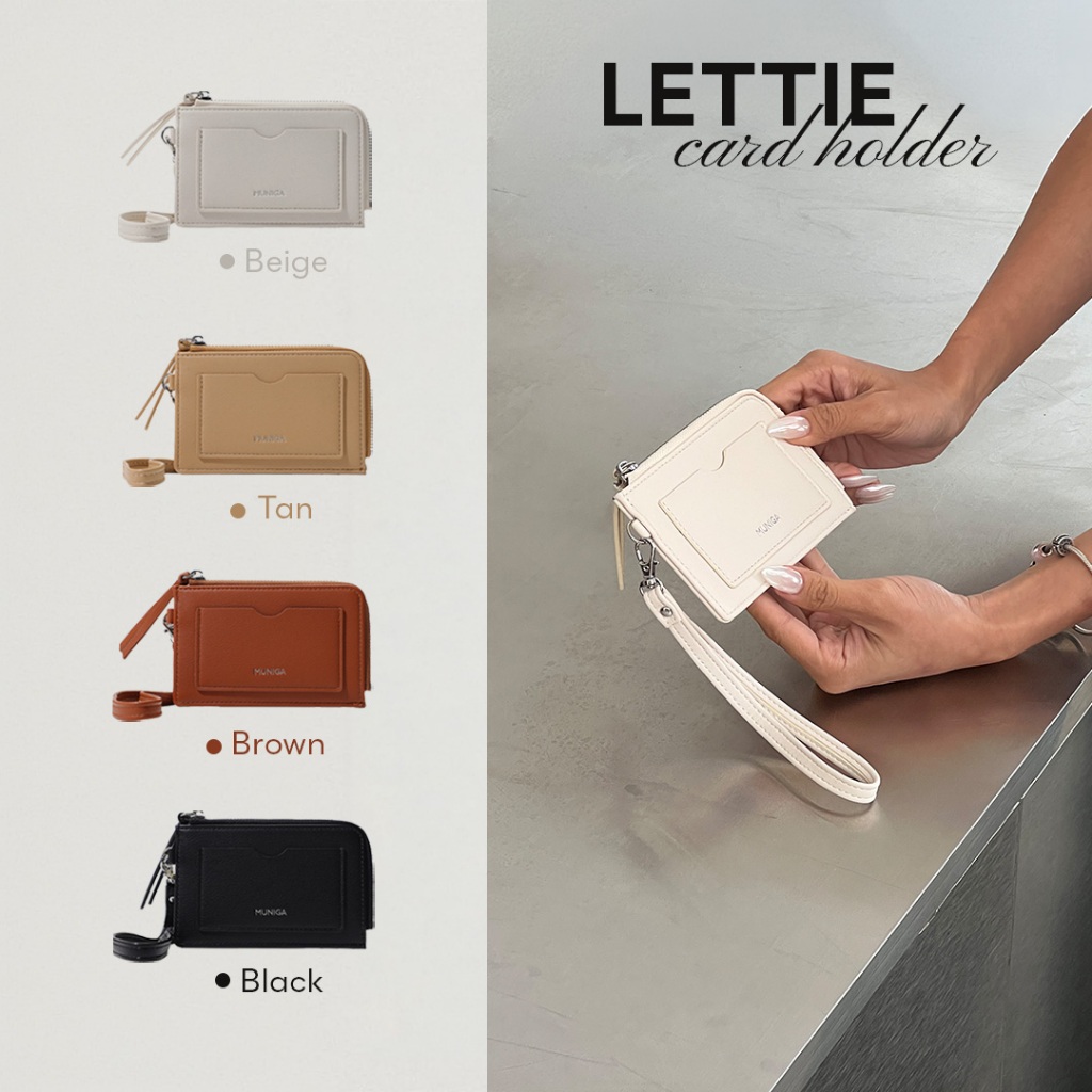 MUNIGA รุ่น Lettie card holder พร้อมช่องใส่เหรียญ ใส่บัตร มีสายคล้องมือ มีกล่อง พร้อมส่ง‼️