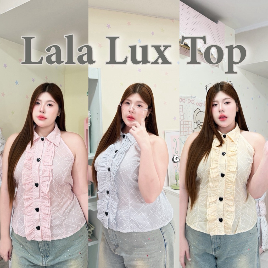 🧸𝐂𝐡𝐮𝐛𝐛𝐲𝐋𝐚𝐧𝐝.(อก38-50)🥝Lala Lux Top🥝เสื้อแขนกุด เสื้อสาวอวบ ไซส์ใหญ่ ดีเทลน่ารัก #Sh527