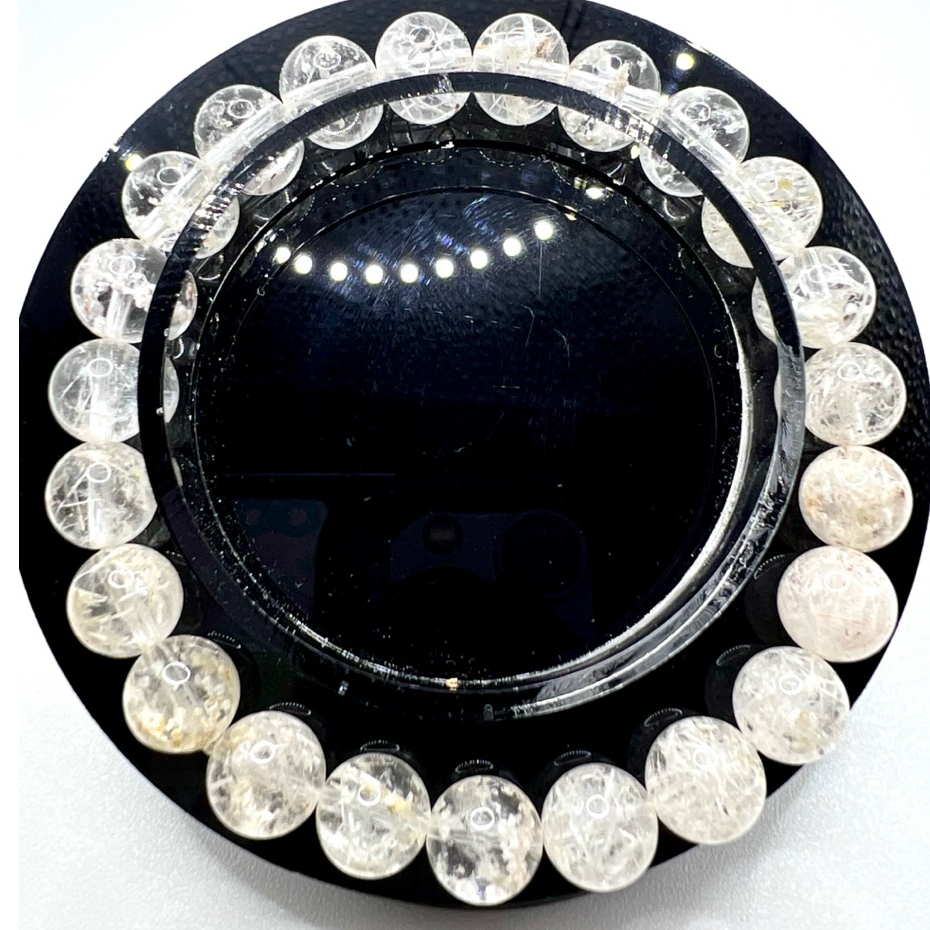 ไหมหิมะ (White Rutilated Quartz /Snow Rutilated Quartz) : ขนาด 8 มม. ยาว 17 ซม.