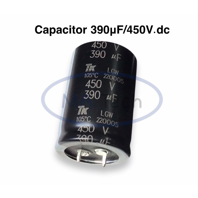 390uF 450V คาปาซิเตอร์ Capacitor 450v390uf ตัวเก็บประจุ ตัวC ขนาด 30x45 Capacitor 450v 390uf จำนวน 1
