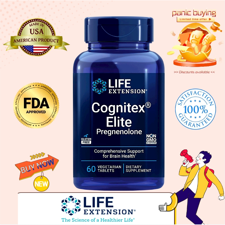 60 Vegetarian Tablets Life Extension Cognitex® Elite Pregnenolone Cognitive Support