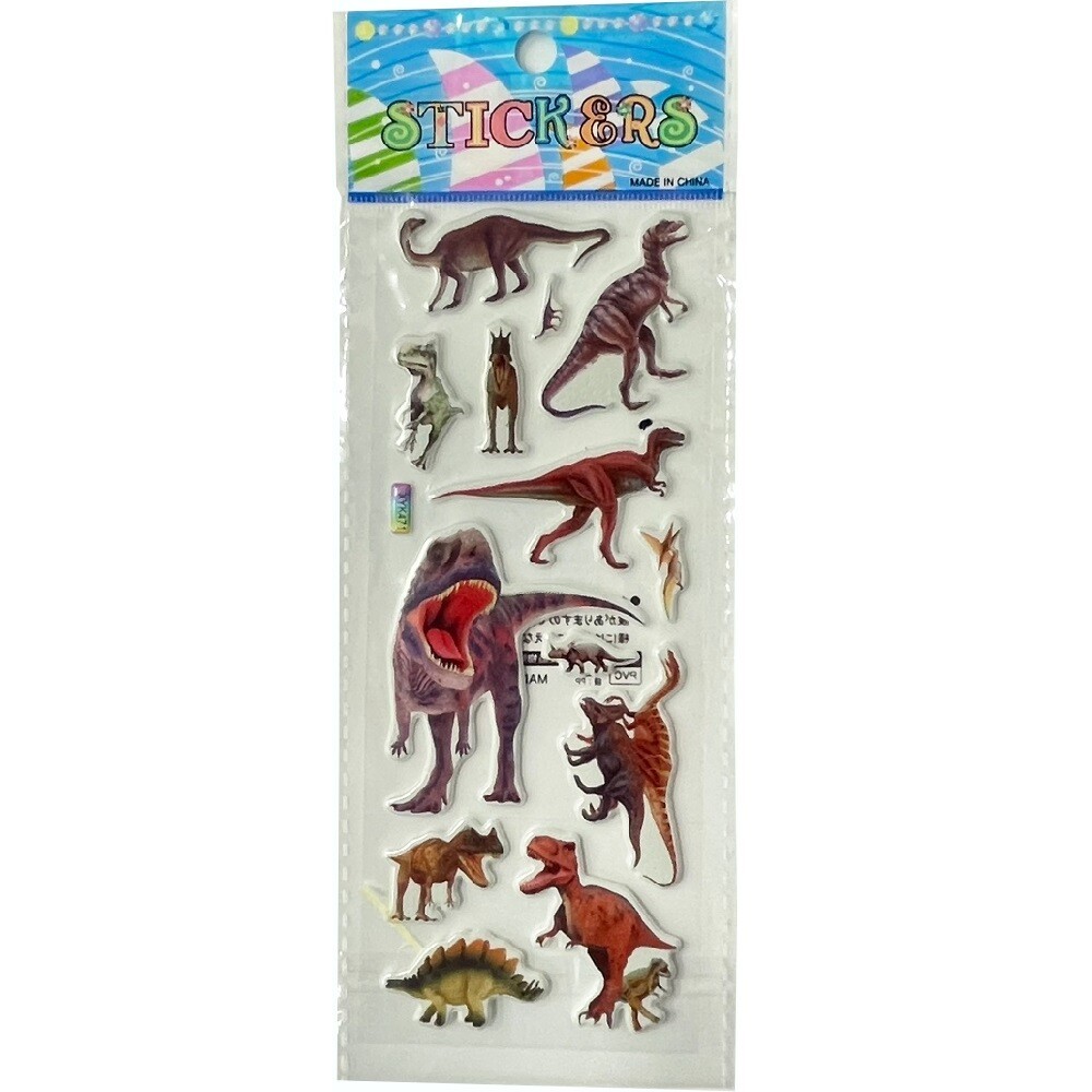 [ของเล่น/ของรางวัล] สติกเกอร์ไดโนเสาร์นูน <6 แบบ>