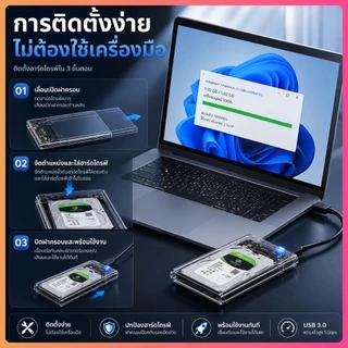 Metavice กล่องใส่ HDD external hard drive SSD 2.5inch ฮาร์ดไดรฟ์ USB 3.0 SATA 2.5 แบบใส รองรับโปรโตคอล กล่องใส่hdd ME042
