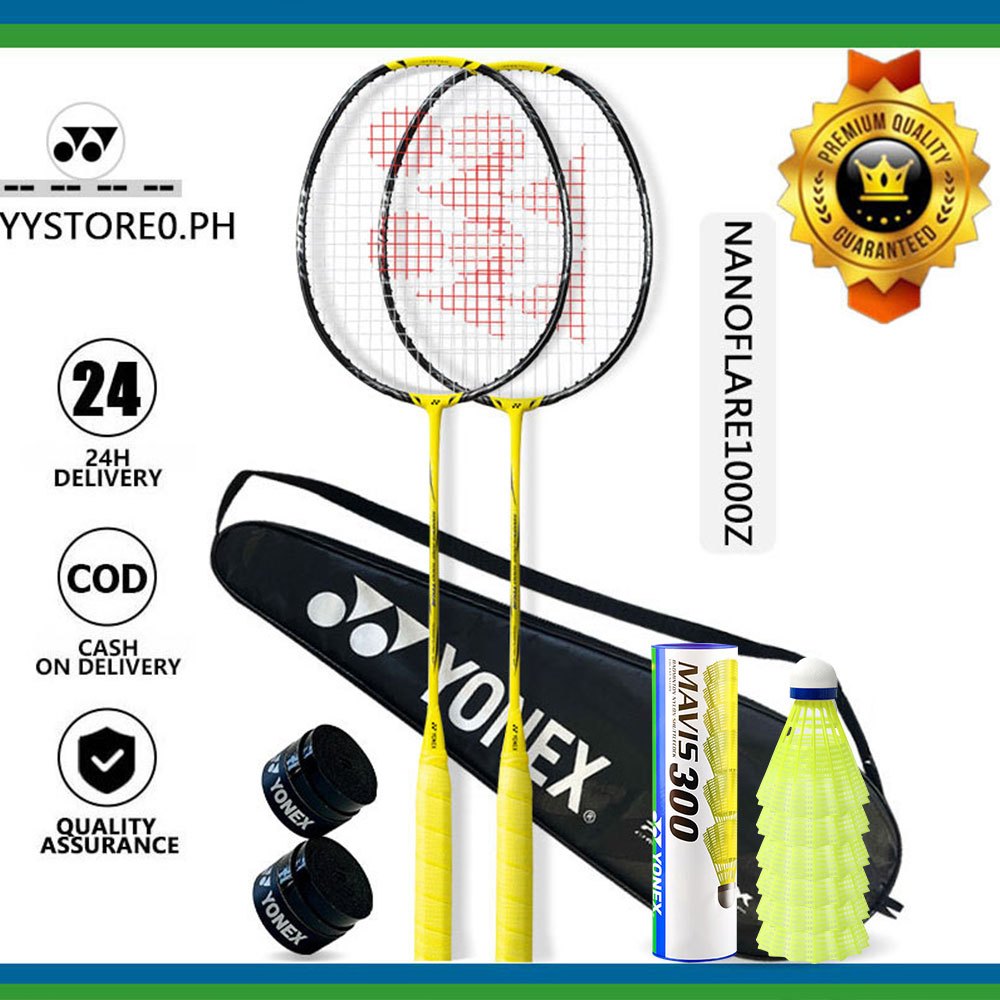 【2pcs】NANOFLARE 1000Z แบดมินตันแร็กเก็ตเต็มรูปแบบคาร์บอนเดี่ยว 45 / 84 g ± 2 g / 26-32 lbs ผลิตในประ