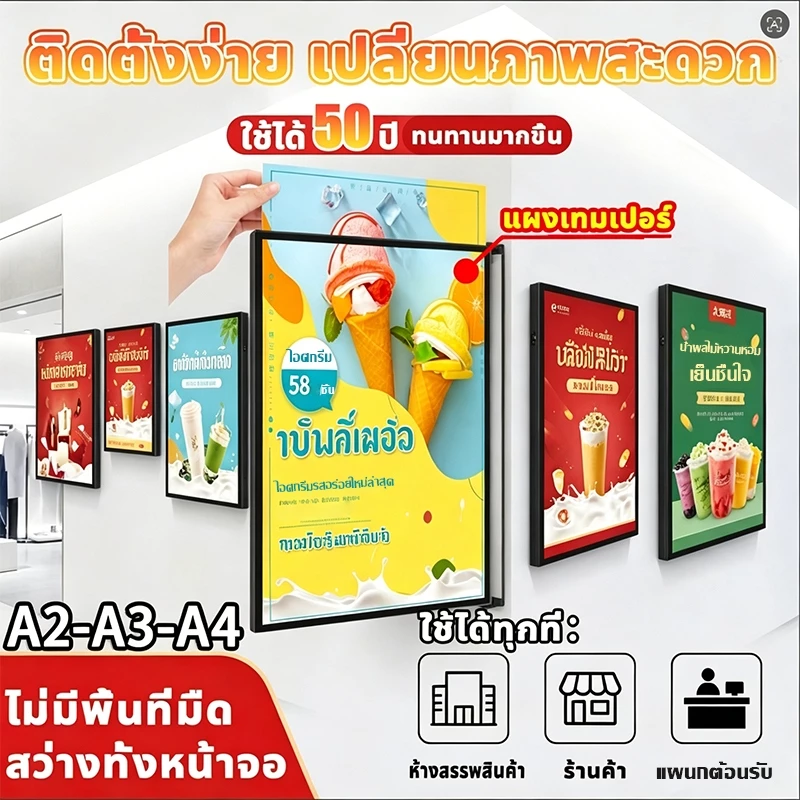ป้ายไฟ led สว่างเป็นพิเศษ เสียบใช้ได้ทันที แผงกระจกนิรภัย ใช้ได้นอกอาคาร กันน้ำ กันแดด สําหรับร้านค้า/งานอีเว้นท์