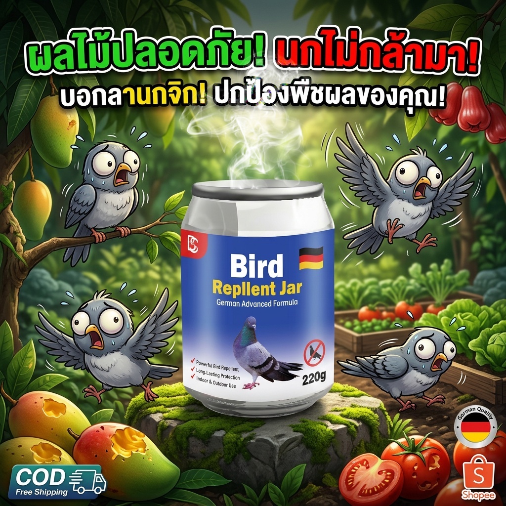 🐦ขวดเดียวแก้ปัญหาขี้นกและเสียงรบกวน🚫ไล่นก ก้อนไล่นก ขวดไล่นก กำจัดนก วางใช้งานทันที ใช้ได้ทั้งปี ไม่มีกลิ่นฉุน 220g