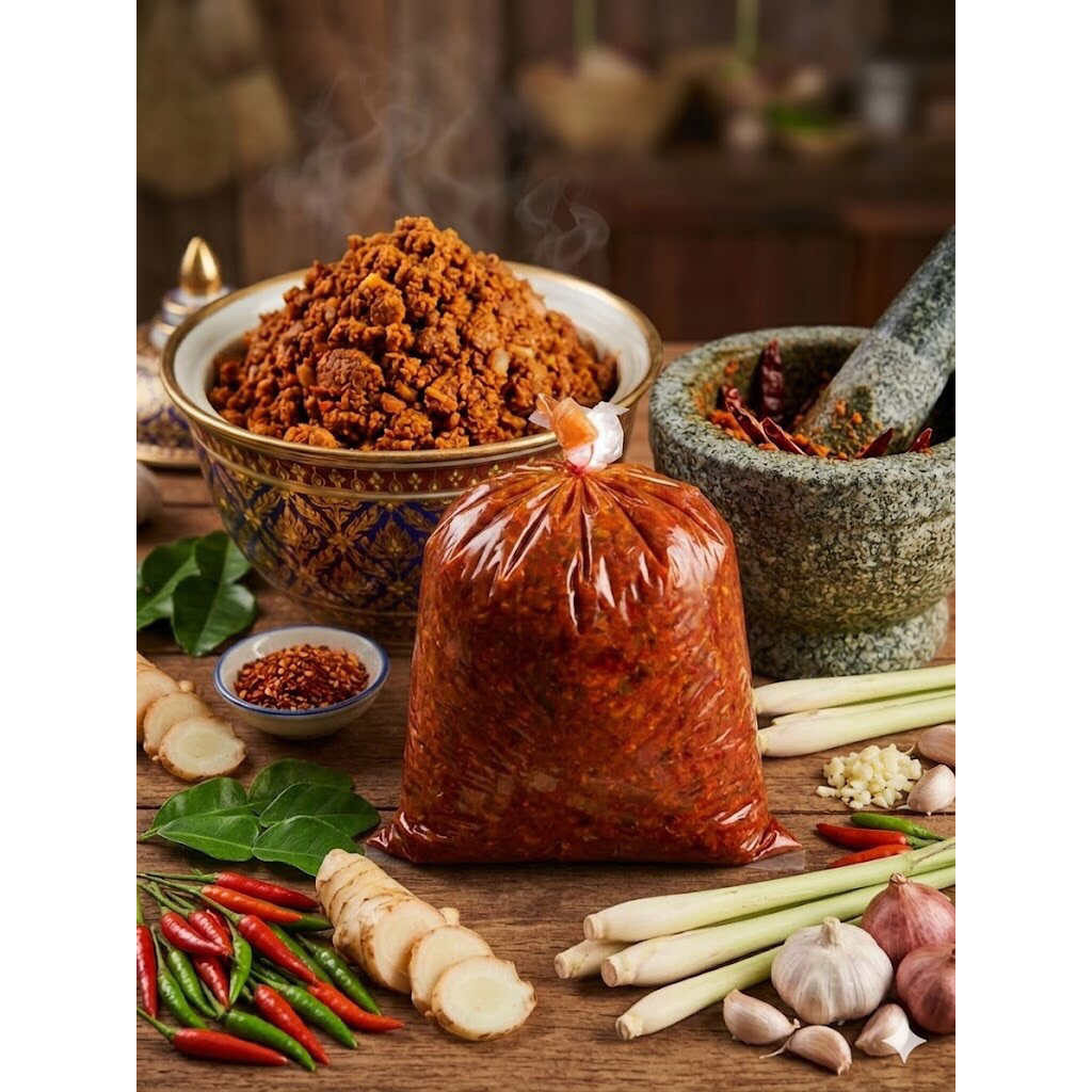 พริกแกงป่าเมืองกาญจน์ พริกแกงป่า  เครื่องแกงเผ็ด แท้100% พริกแกง 500g.ใส่ผงชูรส ไม่ใส่สารกันบูด สูตรคุณแม่ หอมเครื่องแกง