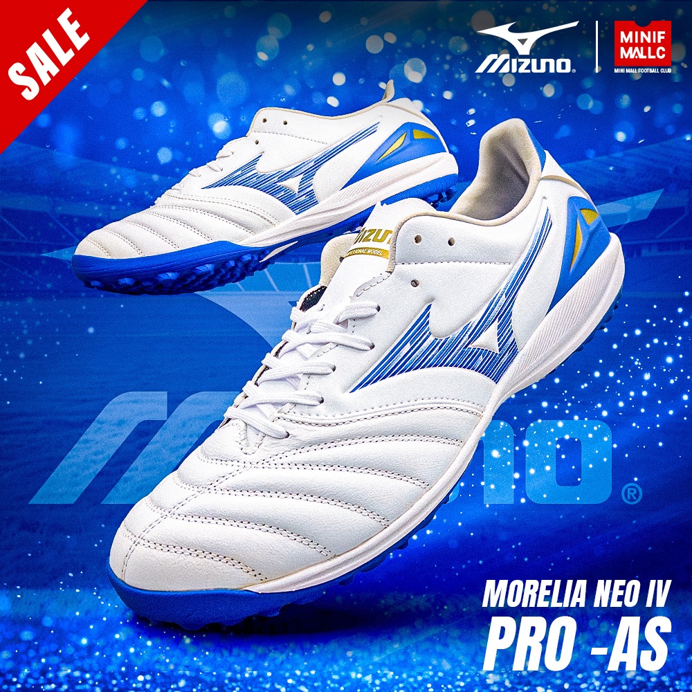 รองเท้าฟุตบอลร้อยปุ่ม Mizuno รุ่น Morelia Neo IV Pro AS รองเท้าฟุตบอล K-leather นุ่ม กระชับ ยึดเกาะสนามได้ดี