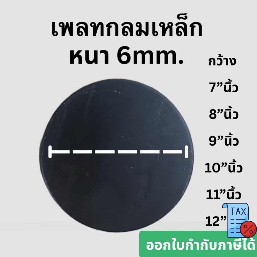 เหรียญกลมเหล็ก [หนา 3mm./6mm.ขนาด 6”- 7” - 8” - 9” - 10” - 11” - 12”นิ้ว] เหล็กเพลทกลม เหรียญกลม