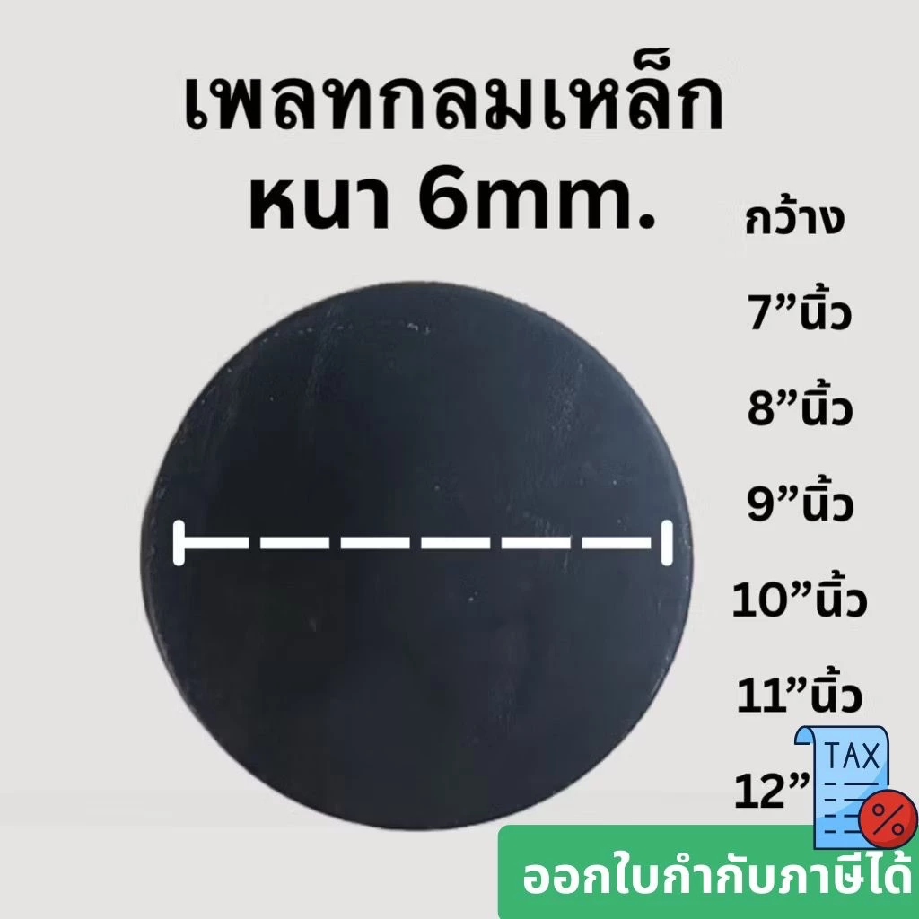 เหรียญกลมเหล็ก [หนา 3mm./6mm.ขนาด 6”- 7” - 8” - 9” - 10” - 11” - 12”นิ้ว] เหล็กเพลทกลม เหรียญกลม