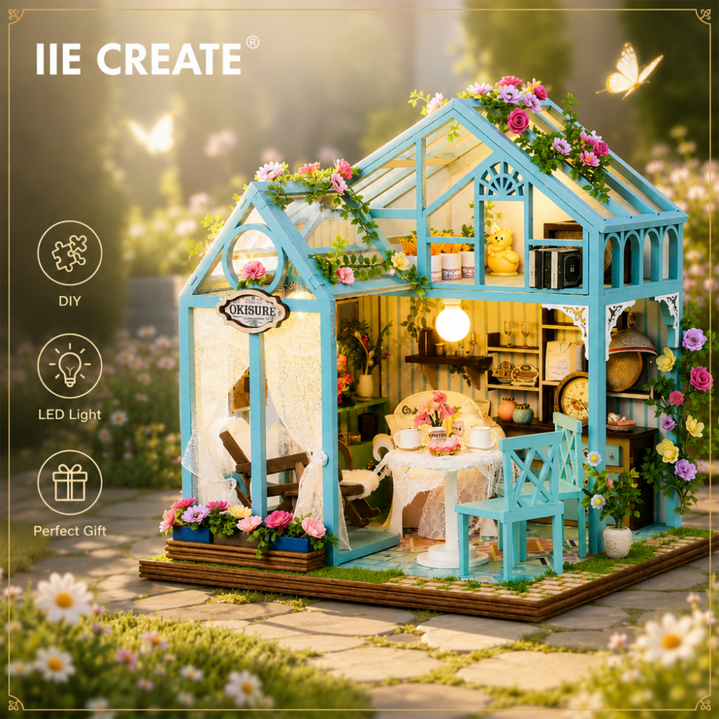 IIE CREATE K-1082 โมเดลบ้านจิ๋วดอกไม้ Romantic Greenhouse มีไฟ LED งานแฮนด์เมด DIY ของแต่งห้อง ของแต่งโต๊ะ ของขวัญ