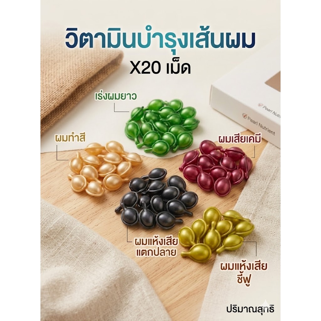 !! ของแท้ ราคาถูก วิตามินบำรุงผม บรรจุ 20 เม็ด สูตร เร่งผมยาว วิตามินใส่ผม แบบเม็ด เม็ดวิตามิน