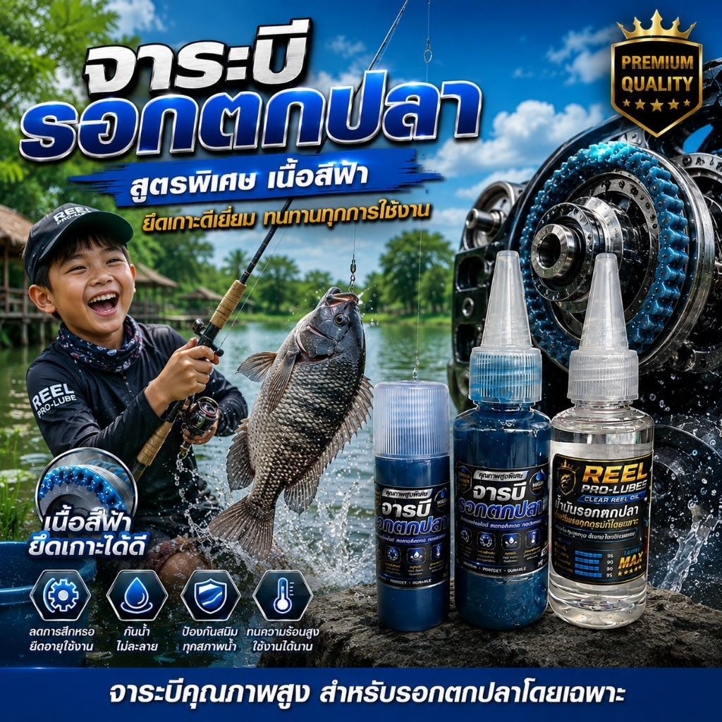 จารบีรอกตกปลาแบบใหม่ยึดเกาะได้ดีไม่ทำให้แห้ง