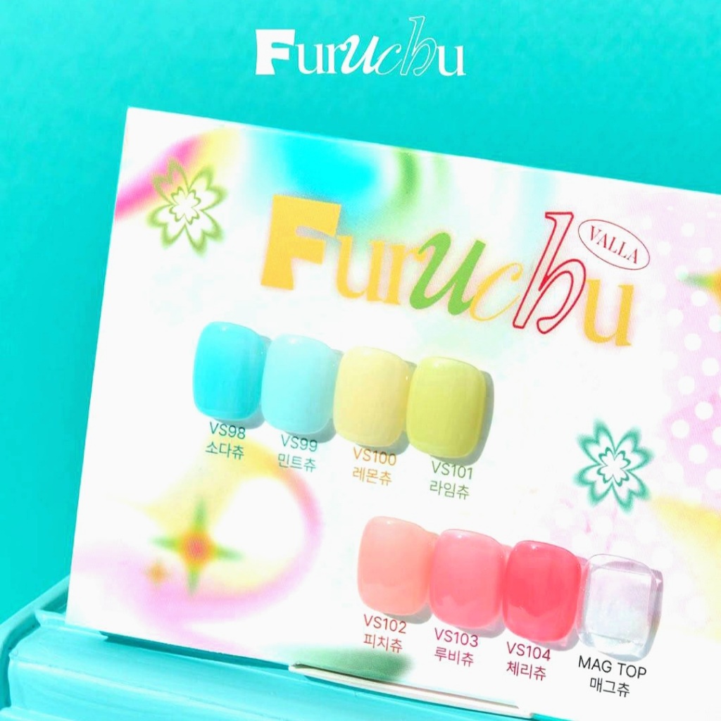 เซตสีเจล Valla Furu Chu collection 8 ขวด 7สีกึ่งsyrup+1 Mag Top พร้อมชาร์ตสีเปล่า ของแท้จากเกาหลี