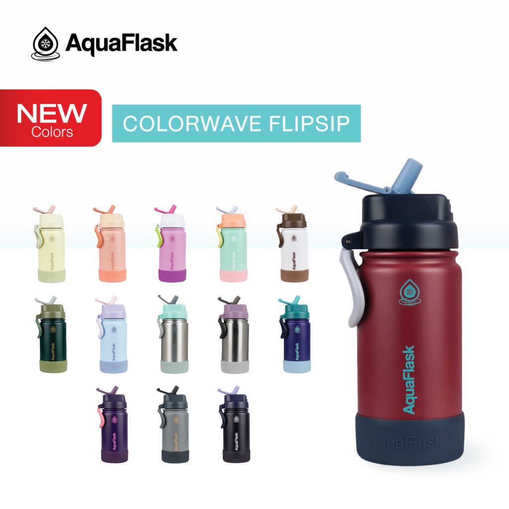 ฝาใหม่! AquaFlask Colorwave FlipSip Collection (14/18/22/40oz) กระบอกน้ำเก็บความเย็น กระติกน้ำสแตนเลส