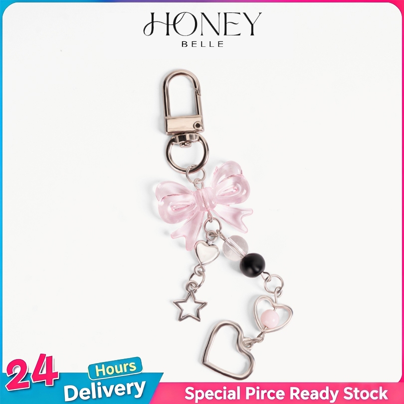 HONEY BELLE✨Y2k พวงกุญแจโบว์  อุปกรณ์เสริมกระเป๋าแขวน สไตล์ INSน่ารัก หูฟังจี้น่ารักโทรศัพท์ Chain เคสโทรศัพท์จี้