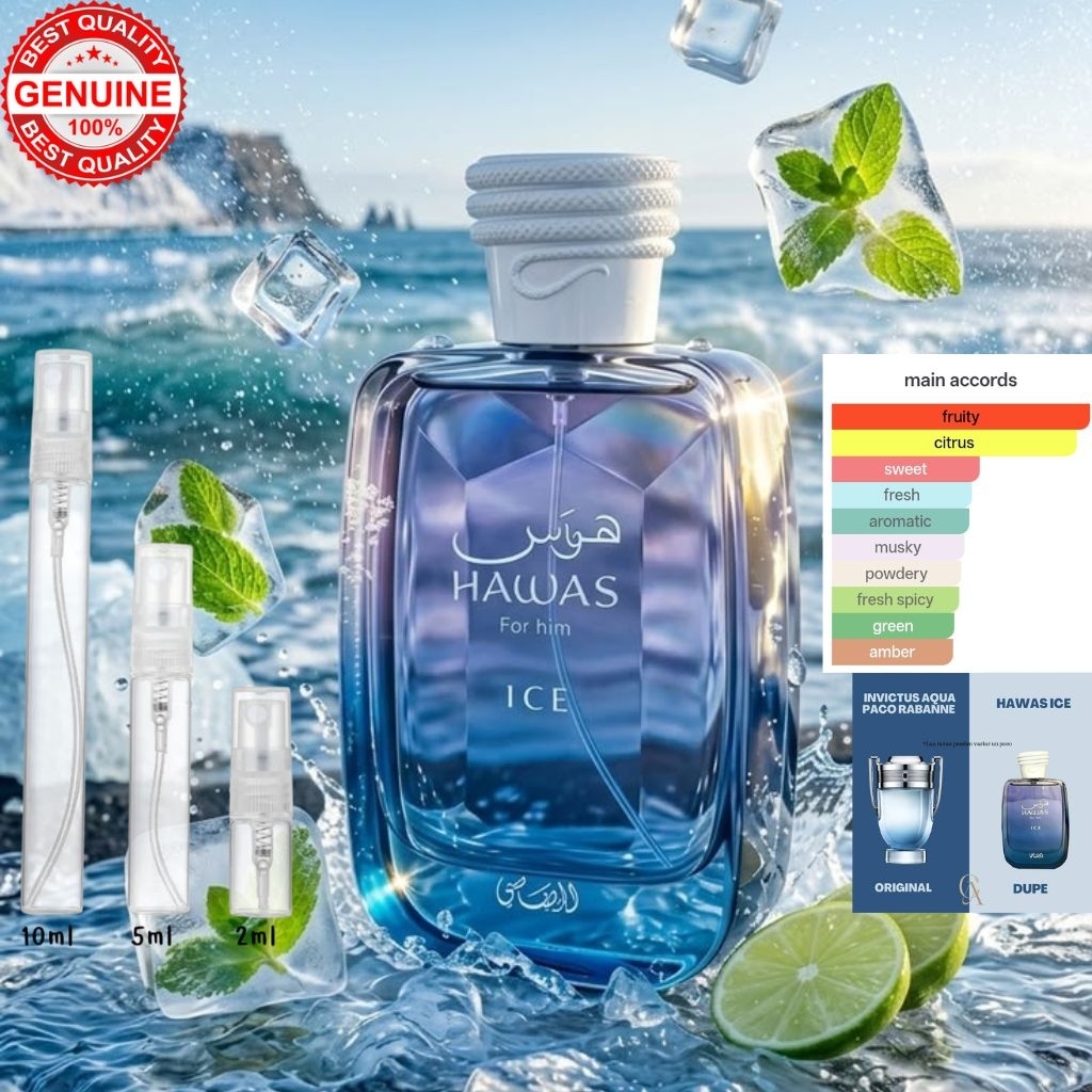 Hawas Ice Rasasi for men แบ่งขาย ขนาดทดลอง 2/5/10ml. จัดส่งด่วน ของแท้100% ติดทนนาน