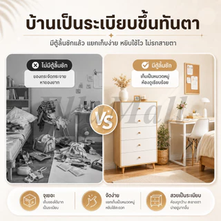 EM ตู้เตี้ย พร้อมลิ้นชัก ตู้ลิ้นชักเก็บของ ตู้ตกแต่งบ้าน ดีไซน์เรียบหรู สไตล์มินิมอล ประหยัดพื้นที่