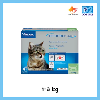 EFFIPRO DUO Spot-on Solution for cats ยาหยอดแมว เห็บ หมัด แมว สำหรับแมว บรรจุ 4 หลอด 1 กล่อง