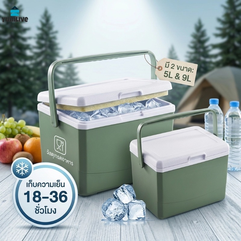 【ส่งจากกทม|พร้อมสต็อก】กล่องเก็บความเย็น 5L/9L กล่องเก็บอาหารเย็น กล่องเก็บน้ำแข็ง สำหรับแคมป์ ปิกนิก ใช้ในรถ