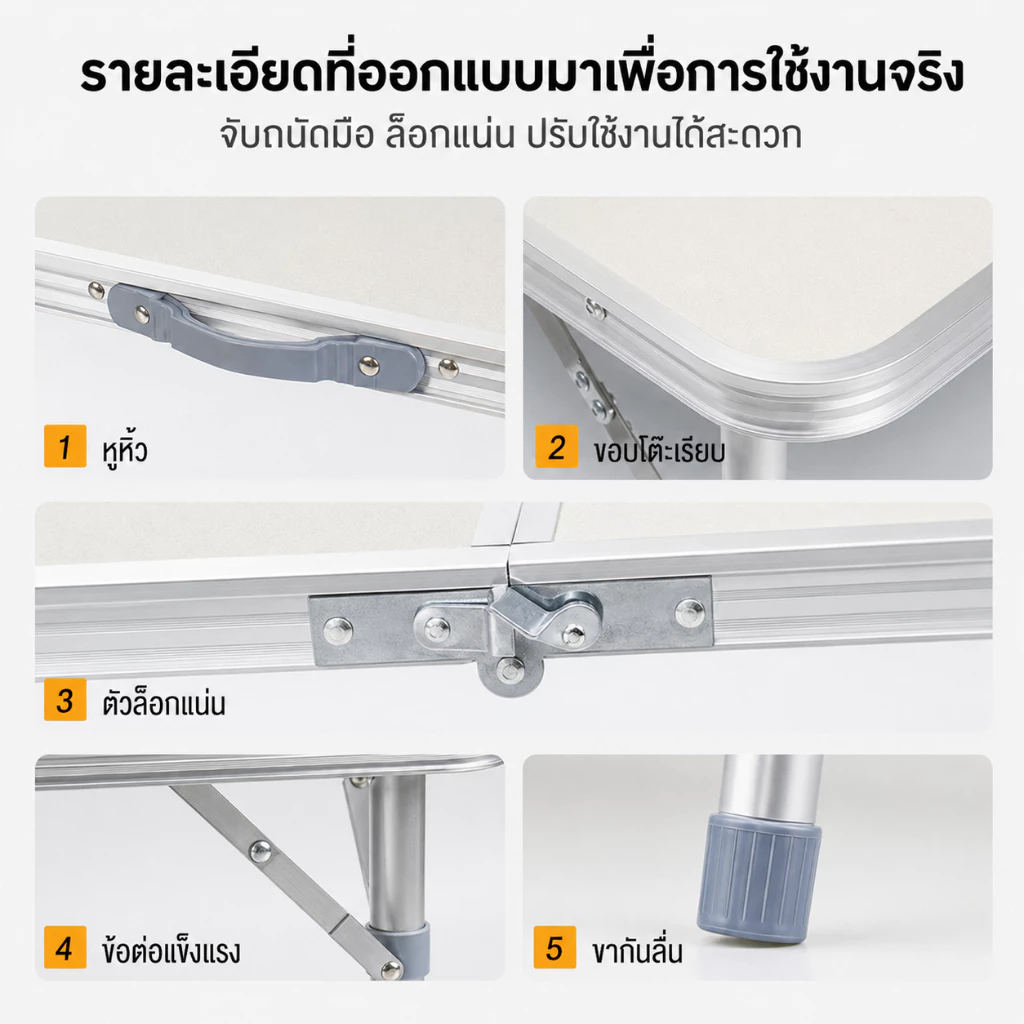 MMY โต๊ะพับ โต๊ะแคมป์ปิ้ง แบบพกพา 120/80CM ขาอลูมิเนียม รับน้ำหนักได้800กก ไม่ต้องประกอบ อเนกประสงค์ thumbnail 6