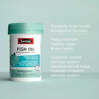 Swisse Kids FISH OIL น้ำมันปลาสำหรับเด็ก 60เม็ดนิ่ม EXP10/2027
