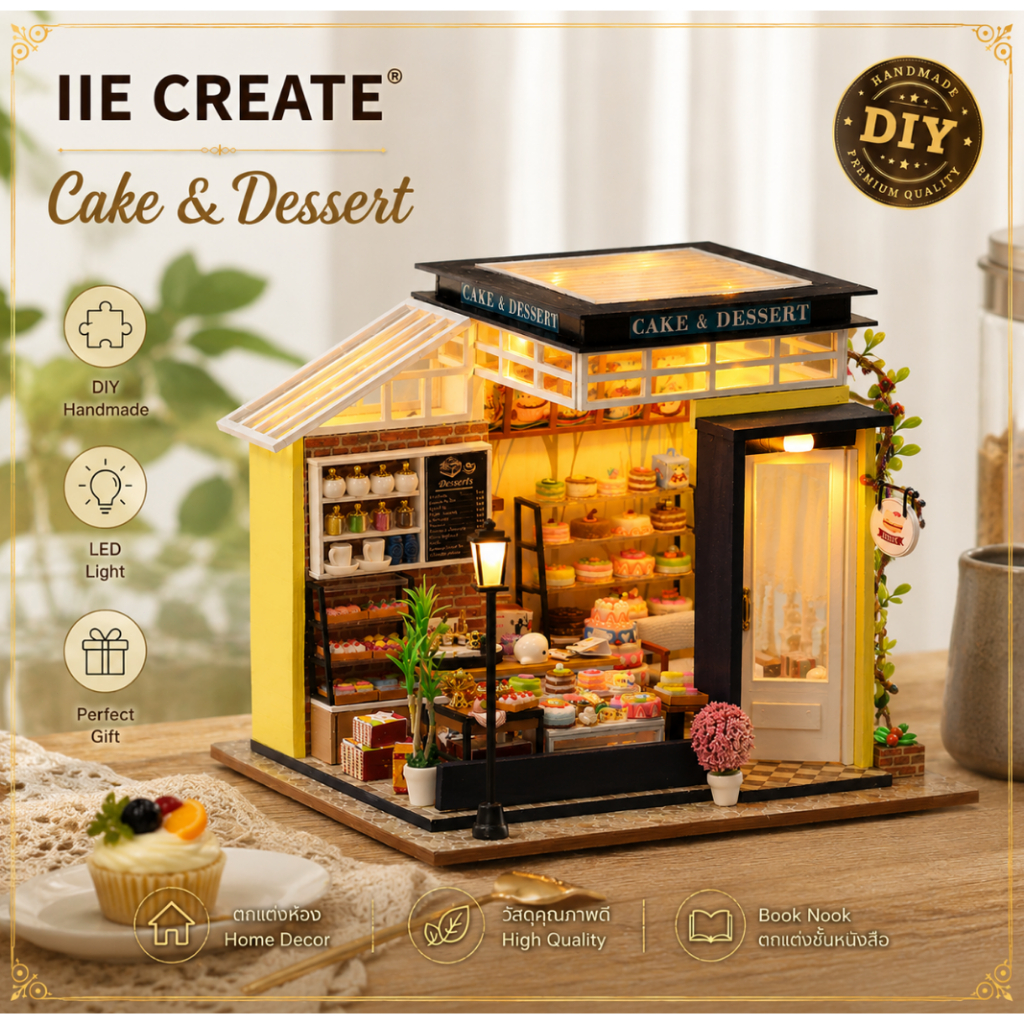 IIE CREATE A-1013 กล่องดนตรี DIY ธีมเวทมนตร์ หมุนได้ มีไฟ โมเดลจิ๋ว ของตกแต่งโต๊ะ ของตั้งโชว์ งานประกอบ ของขวัญวันเกิด