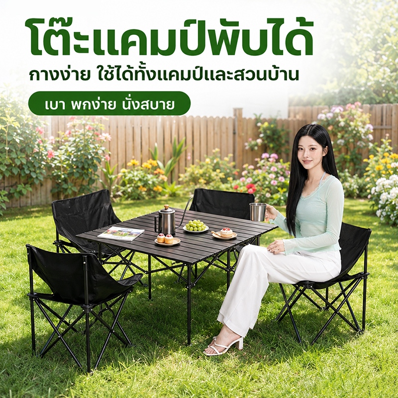 โต๊ะแผงลอย โต๊ะแคมป์ปิ้ พับได้ ทำจากเหล็กกล้าคาร์บอน อเนกประสงค์ น้ำหนักเบา [พร้อมส่งทันที]