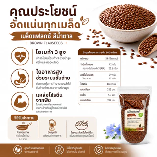 เมล็ดแฟลกซ์ Flax Seeds คัดพิเศษ โอเมก้า 3 สูง ไฟเบอร์แน่น Superfood ดีต่อสุขภาพ (250g/500g/1kg)