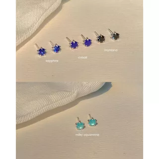 SissyJewelry // ต่างหูเงินแท้ รุ่น gem round stud (4mm) พลอยกลม4mm