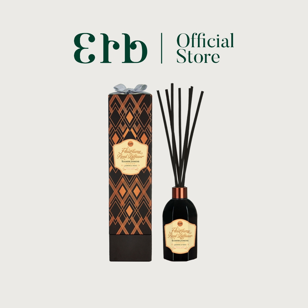 Erb Siamese Jasmine Fleurfume Reed Diffuser 100 ml. เอิบ ก้านไม้หอม กลิ่นจัสมิน มิ้นท์ หอมผ่อนคลาย สดชื่น