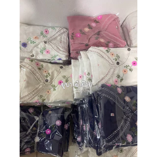 เสื้อผ้าฝ้ายชินมัยคอจีนแขนสั้น ปักดอกเดซี่
