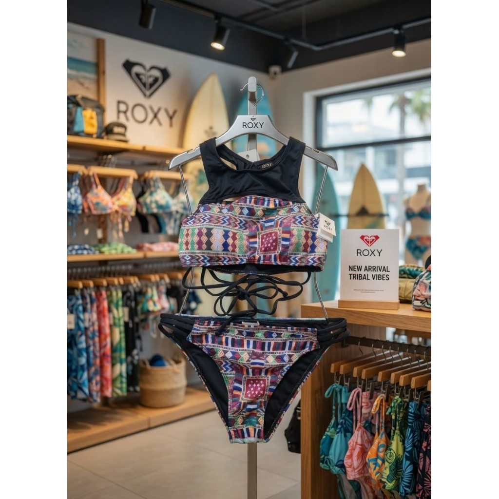ของแท้...ชุดว่ายน้ำบิกินี่ Roxy ผ้าโพลีเอสเตอร์นุ่ม