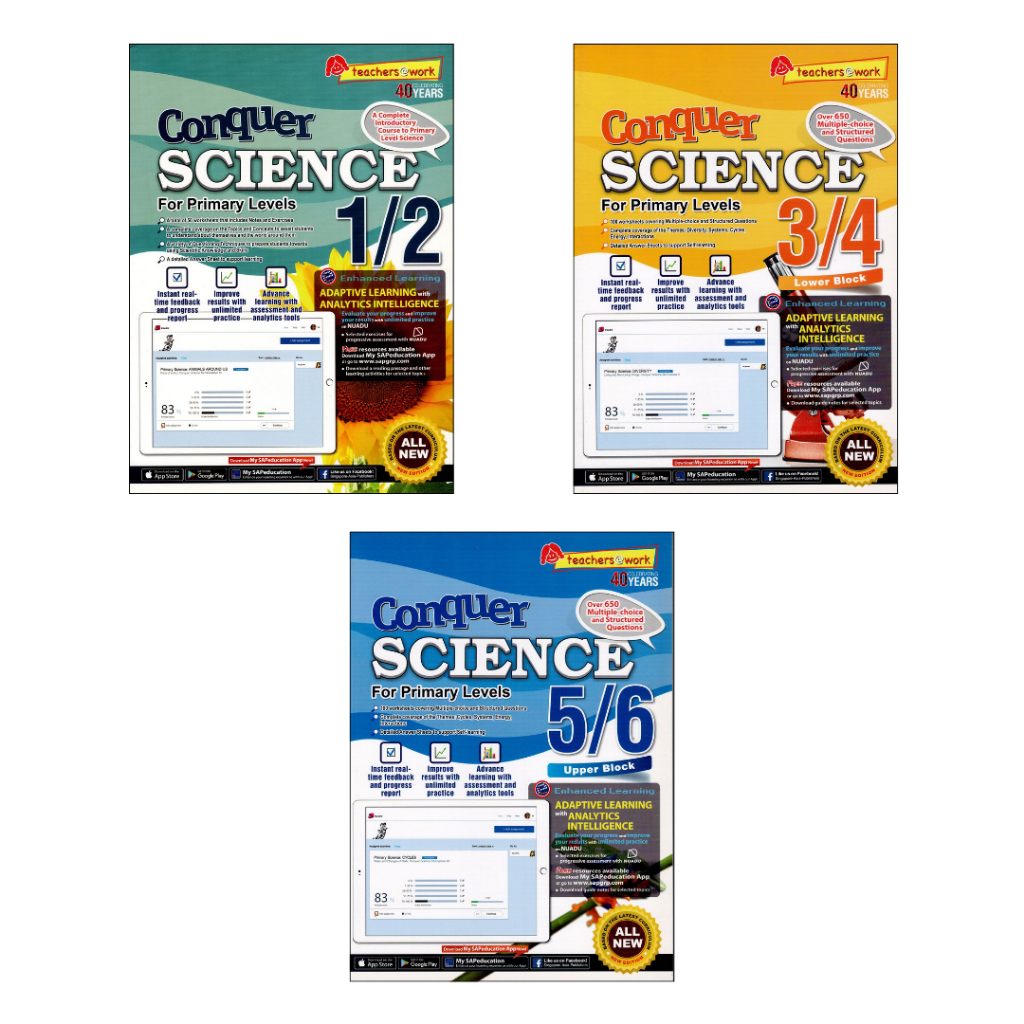 SAP Conquer Science For Primary Levels Topical แบบฝึกหัดวิทยาศาสตร์ภาษาอังกฤษ สำหรับชั้น ป.1 - ป.6