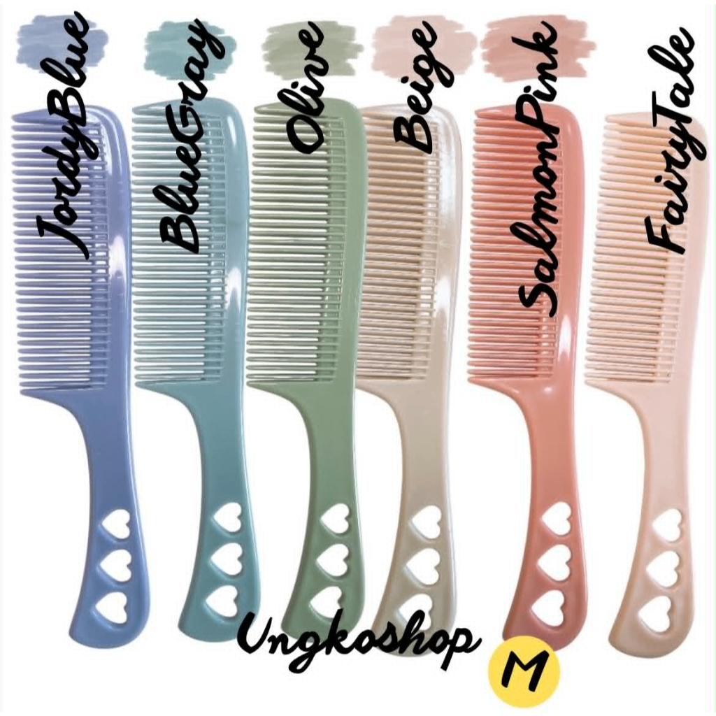 (คละสี/1ชิ้น) หวีซี่ถี่ สีพาสเทล ด้ามจับลายหัวใจ ไซส์กลาง Medium Tooth Detangling Comb พร้อมส่งจากไทย