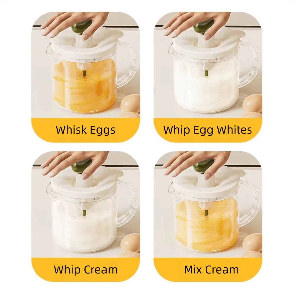 Egg Churn Cream Whipper Manual Press Kitchen Gadget thumbnail 6