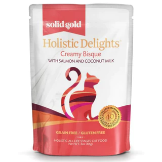 【1ซอง】อาหารเปียกแมว Solid Gold Holistic (EXP11/26) Delights Creamy Bisque Turkey Tuna Chicken Salmon