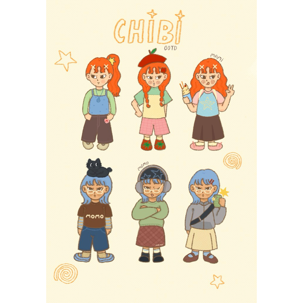 ootd sticker (มามิและโมโมะ !)