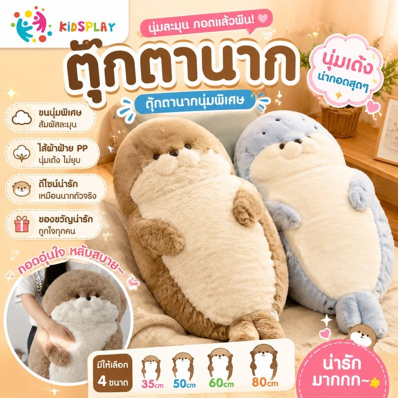 พร้อมส่ง🧸ตุ๊กตานาก นุ่มและน่ารัก ตุ๊กตานากนุ่มพิเศษ ขนาดใหญ่ ตุ๊กตาน่ารัก ตุ๊กตาแมวน้ำ ของขวัญวันเกิด 80cm