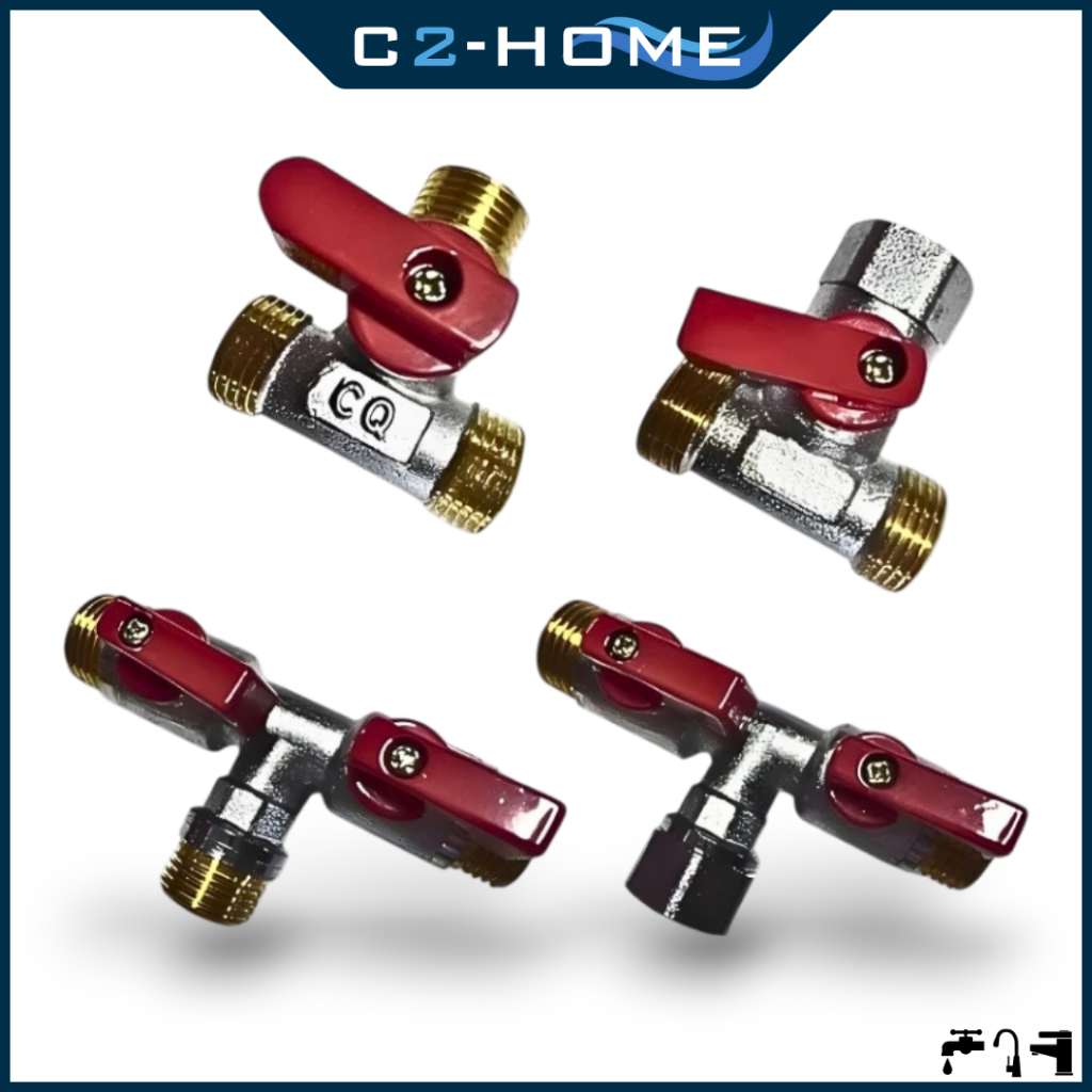 สต๊อปวาล์ว 3 ทาง มินิบอลวาล์ว mini ball valve 3 way ขนาด 4 หุน (1/2") ทองเหลือง พร้อมส่งจากไทย ทนทาน
