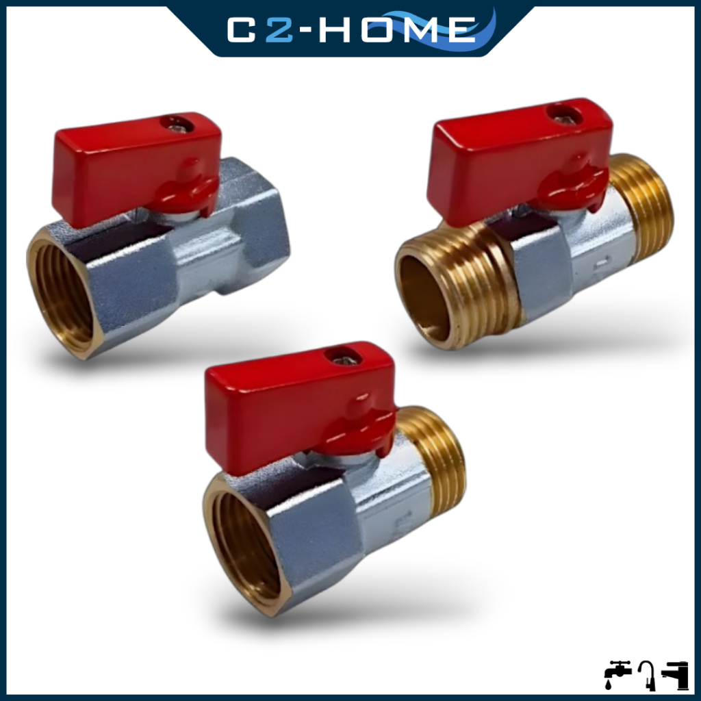 สต๊อปวาล์ว 2 ทาง มินิบอลวาล์ว ขนาด 4 หุน (1/2") mini ball valve ทองเหลือง แข็งแรง ทนทาน
