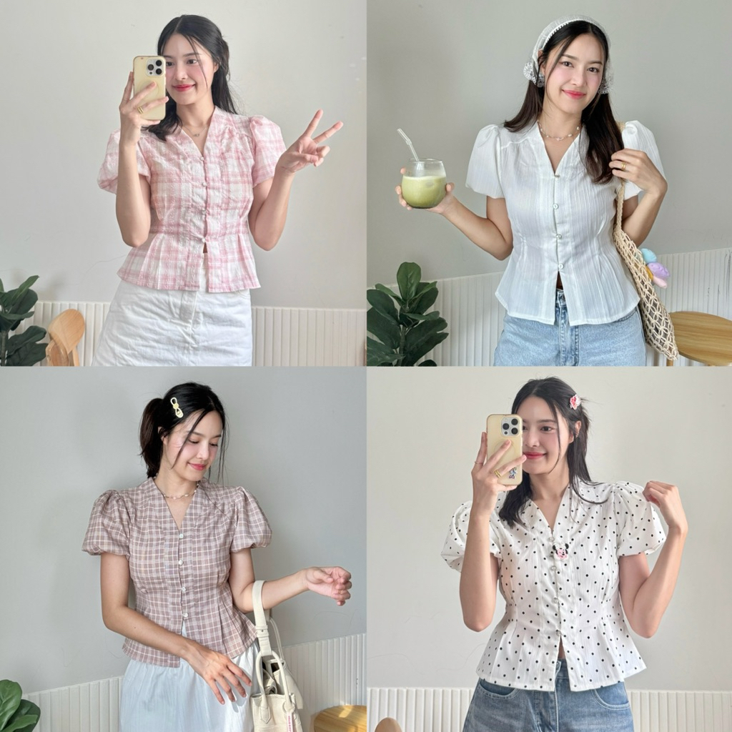(พร้อมส่ง 9 สี)MATA TOP รุ่นนี้ต้องมี‼️ เสื้อแขนสั้นทรงบอลลูน ทรงสวยมาก