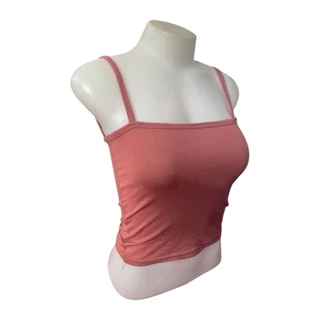 เสื้อเกาะอกมีสาย เอวลอย (ผ้าคอตตอน) แฟชั่น สไตส์วินเทจ ใส่ซับในได้