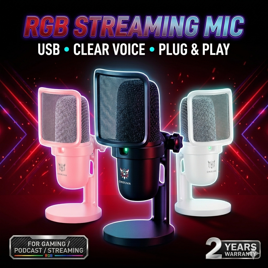 ส่งด่วน ONIKUMA HOKO M630 USB MICROPHONE ไมโครโฟนตั้งโต๊ะมีสาย สตรีมมิ่ง เล่นเกม พอดแคสต ใช้งานง่าย